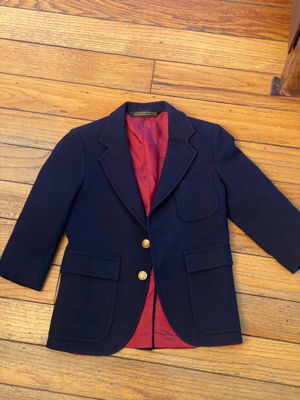 Vintage! Lord & Taylor The Boy's Shop Navy Blazer with Red Lining - Gold Buttons